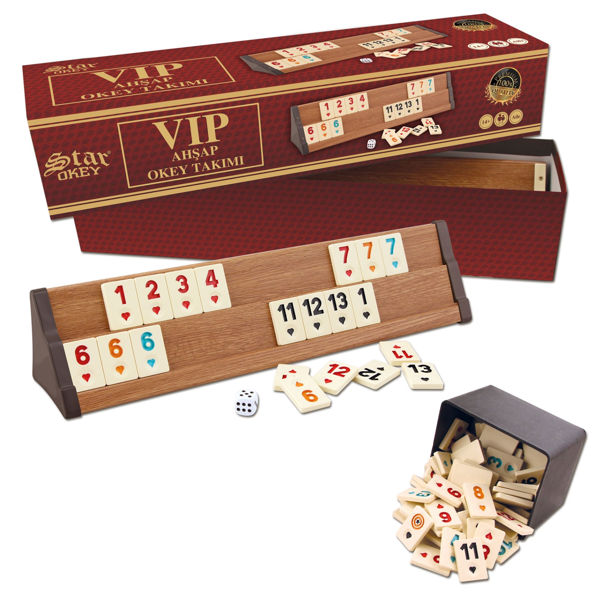 Star Vip Ahşap Okey Takımı - Açık renk